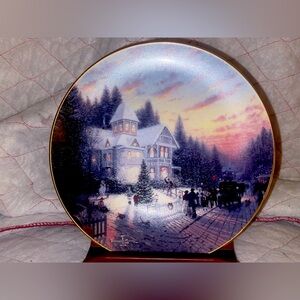 Thomas Kinkade xmas Plate 8” Knowles Numbered Magic Of Christmas 1st Issue